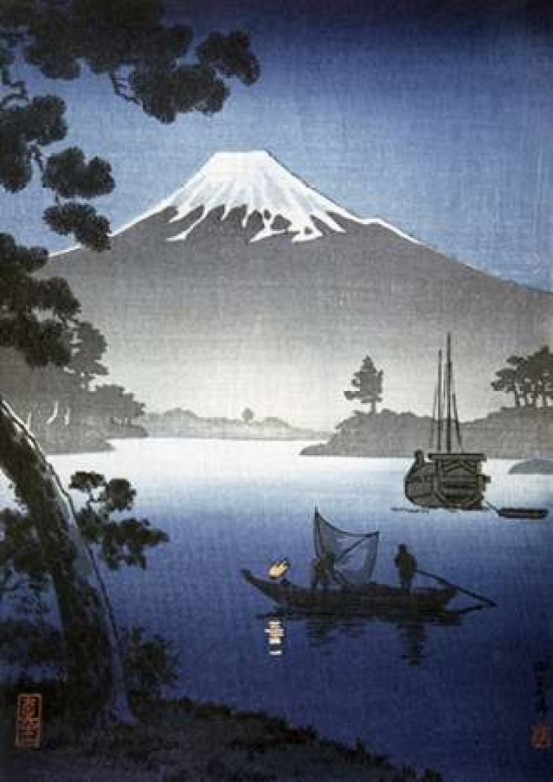 Japanese Print - Mount Fuji from Tagonoura By Shinsei Canvas Art - Unknown (20 x 28)