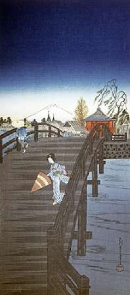 Japanese Print - Yedo River In Tokyo Canvas Art - Chowka (10 x 20)