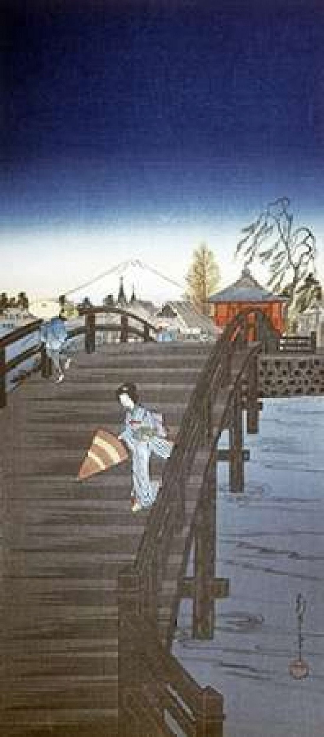 Japanese Print - Yedo River In Tokyo Canvas Art - Chowka (24 x 48)