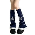 thumbnail image 1 of Japanese Punk Stretchy Knitted Leg Warmers with Star Pattern for Women Drawstring Ruffle Flared Boot Cuffs Leg Covers, 1 of 9