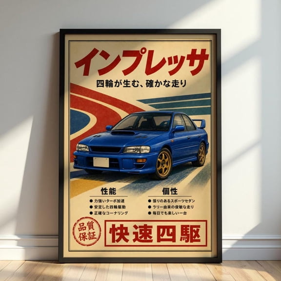 Japanese Rally Car Retro Jdm Vintage Racing Blue Sports Car Automotive Garage Artwork Poster Unframed Paper Print