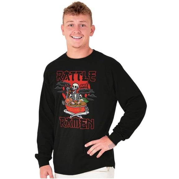 Japanese Rattle and Ramen Skeleton Long Sleeve TShirt Men Women Brisco Brands M