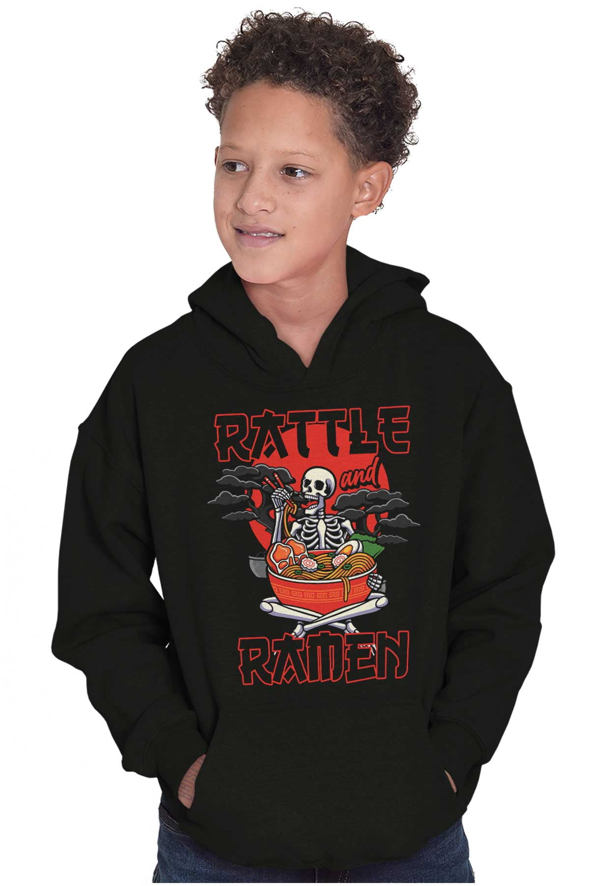 Japanese Rattle and Ramen Skeleton Youth Hoodie Boy Girl Teen Brisco ...