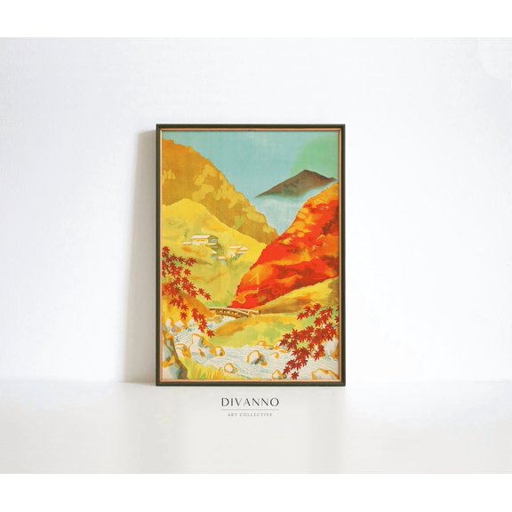 Japanese Red Leaves Autumn Scenery Unframed Paper Print