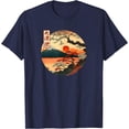 thumbnail image 1 of Japanese Red Sunset and mountain Asian Fuji Kanji Japan art Unisex T-Shirt for Men Women Kids Toddler,Navy Color,Size L, 1 of 5