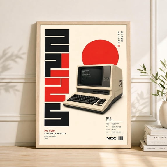 Japanese Retro Computer Art Vintage Technology Minimalist 80S Tech ...