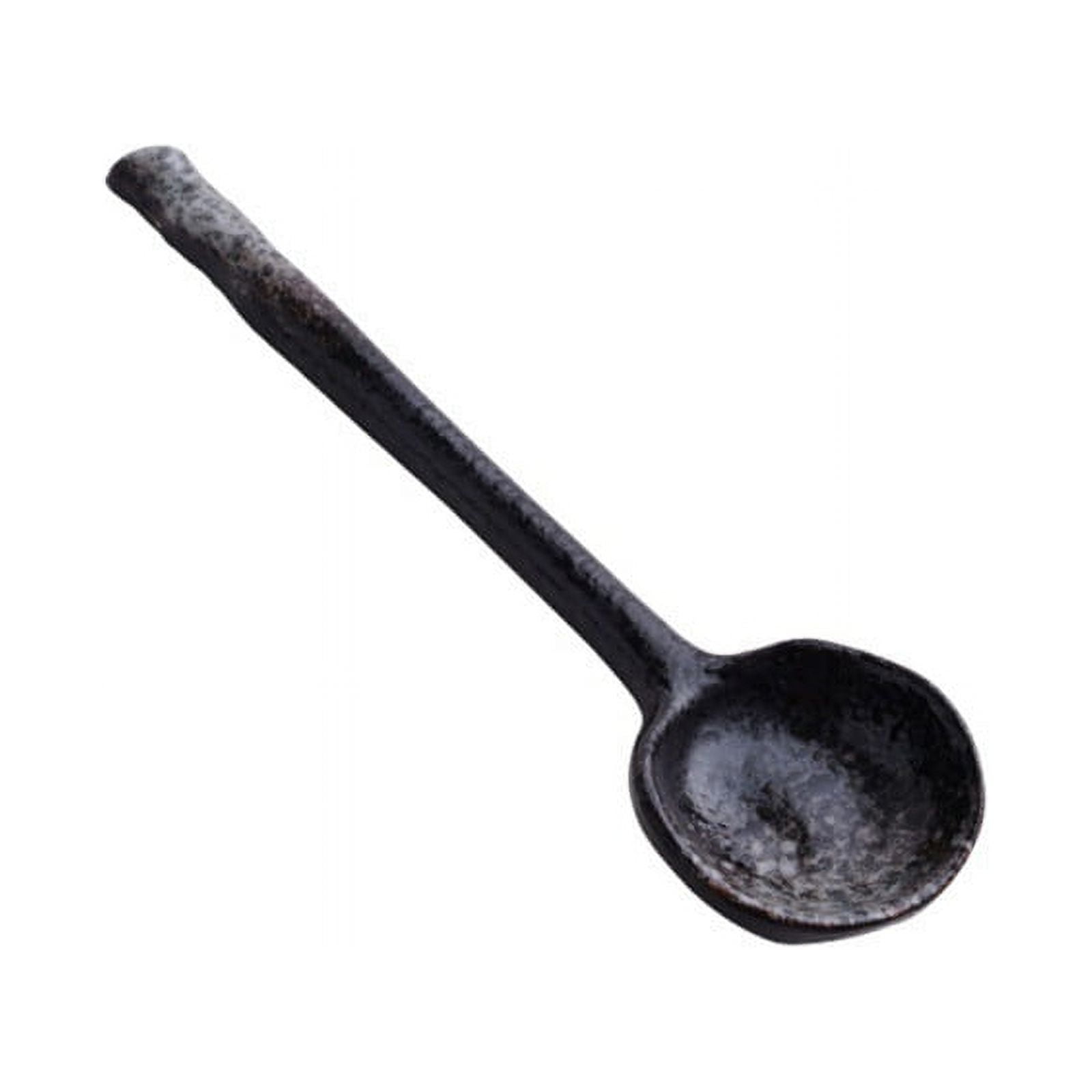 Alvage Japanese-style Retro Ceramic Small Soup Spoon Kitchen Cooking Utensil Tool Soup Teaspoon Catering Kitchen Accessories, Size: 13.5, Black