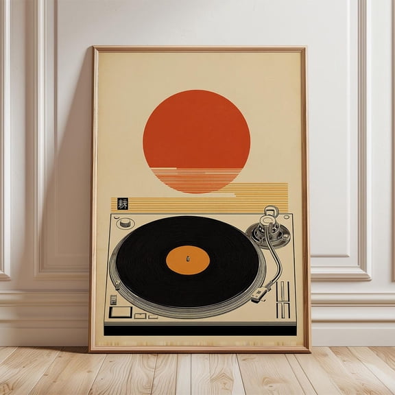Japanese Retro Turntable Vinyl DJ Analog Sound Poster, Unframed Canvas 8x10in