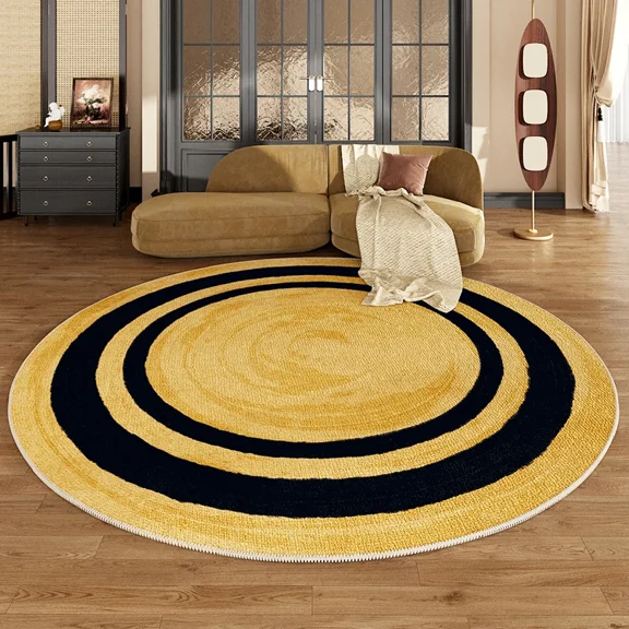 Japanese Retro Woven Carpet Jute Round Floor Mat Coffee Table Mats Bedroom Bedside Living Room Home r Sofa Floor Rugs r