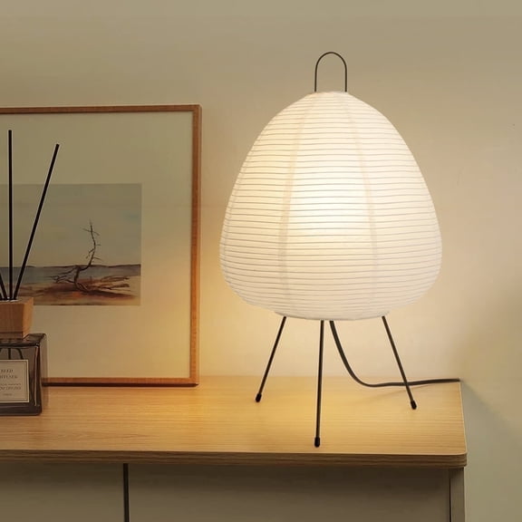 Elinkume Japanese Rice Paper Lamp, Minimalist Noguchi Lamp - Warm Japanese Paper Lantern Lamp, 17 in High, 6 in Wide