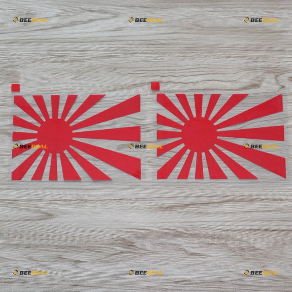 Japanese Rising Sun Decal Sticker Vinyl JDM Japan - 2 Pack Red, 3 Inches - Die-Cut No Background Fit for Toyota Honda Mazda