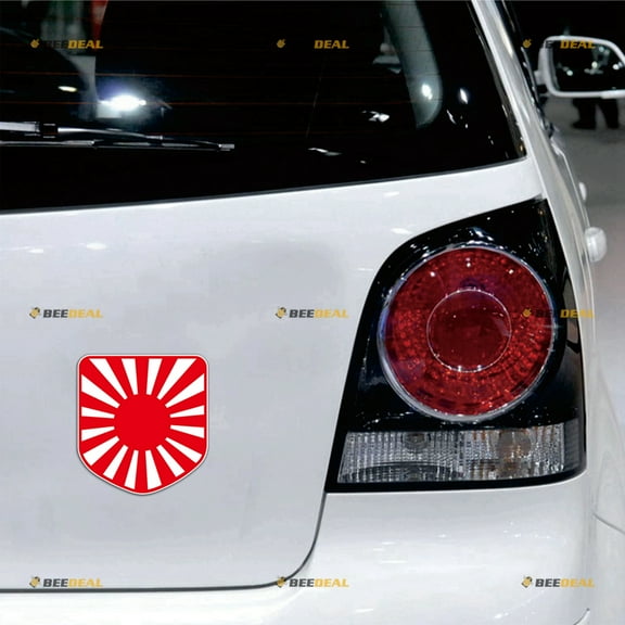 Japanese Rising Sun Flag Car Magnet Shield Magnetic Sticker Decal - 2 Pack Reflective 4" - for Truck Door Fridge Reusable Waterproof