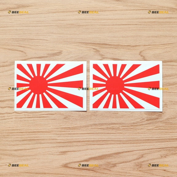 Japanese Rising Sun Flag Decal Vinyl Sticker JDM Japan - 2 Pack Reflective, 3 Inches - Fit for Honda Toyota Mazda Suzuki