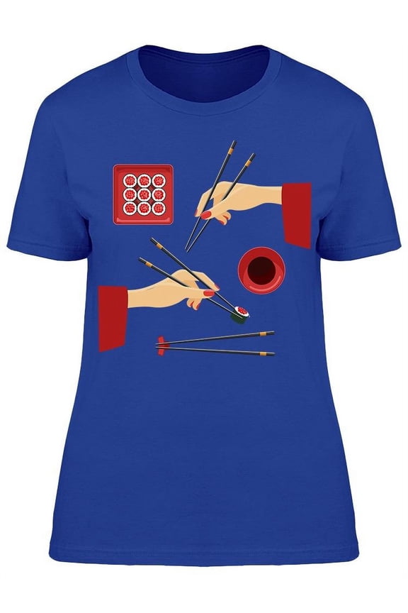 Japanese Rolls Gourmet Sushi T-Shirt Women -Image by Shutterstock, Female Large