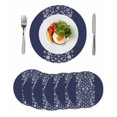 thumbnail image 1 of Japanese Round 15 Inch Placemats Set of 6, Navy Blue Country Flowers Leaves Aesthetic HeatResistant Non Slip Place Mats for Dining Table, Wipeable Braided Kitchen Table Mats for Housewarming, 1 of 9