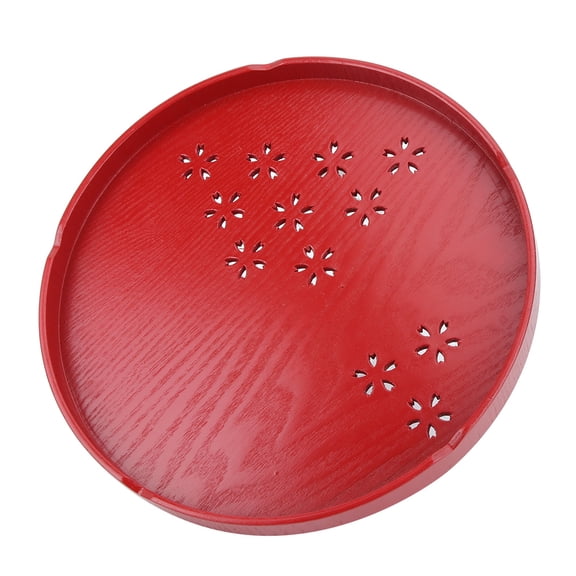 Japanese Round Serving Tray Plate Fruit Platter Food Container for Snack Fruit (Red, 30cm)