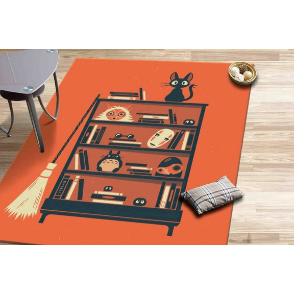 Japanese Rug, Orange Rug, Abstract Rug, Modern Rugs, Salon Decor Rug, Easy To Clean Rug, Accent Rug, Thick Rug, Indoor Rug, Anime Rug, 3.3'x5' - 100x150 cm