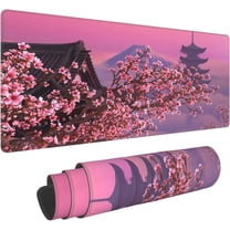 Japanese Sakura Flower Extended Mouse Pad 31.5x11.8 Inch XL Pink Cherry Blossom Non-Slip Rubber Base Large Mousepad with Stitched Edges Waterproof Keyboard Mouse Mat Desk Pad for Office Home Game