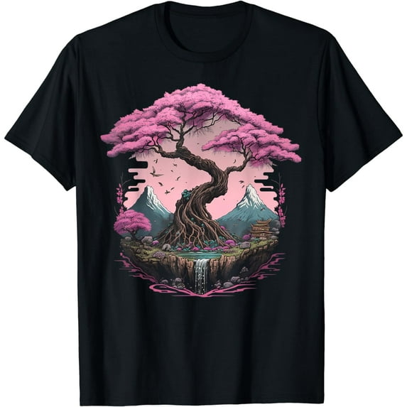 Japanese Sakura Garden Geisha Mount Fuji Cherry Blossom T-Shirt