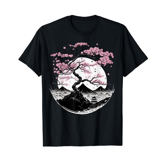 Japanese Sakura Garden Geisha Mount Fuji Cherry Blossom T-Shirt