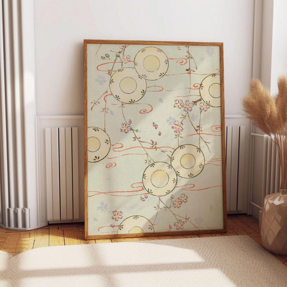 Japanese Sakura Pastel Floral Museum Pattern Wall Decor Unframed Paper Print