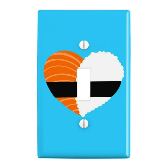 Japanese Salmon Sushi and Rice Heart Plastic Wall Decor Toggle Light Switch Plate Cover