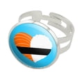 thumbnail image 1 of Japanese Salmon Sushi and Rice Heart Silver Plated Adjustable Novelty Ring, 1 of 3