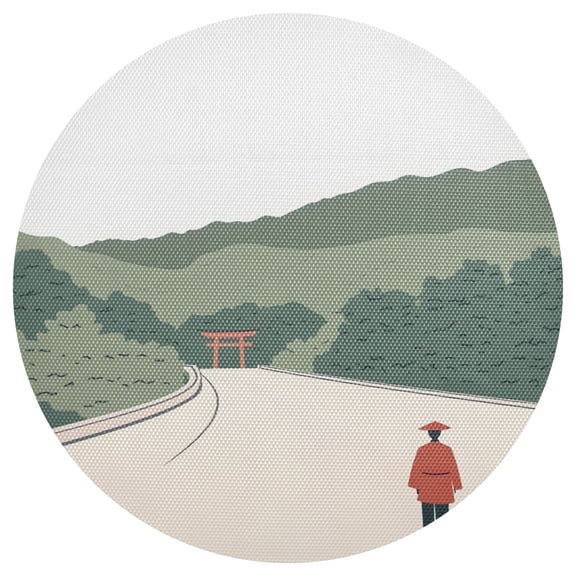 Japanese Samurai 6-Piece 15.4in Durable PVC Plate Mats, Heat-Resistant for Parties and Dining