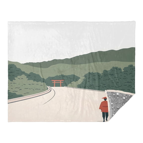 Japanese Samurai Camping Blankets Bed Throws and Cozy Travel Blanket Fluorescence 70x55in Double Sided