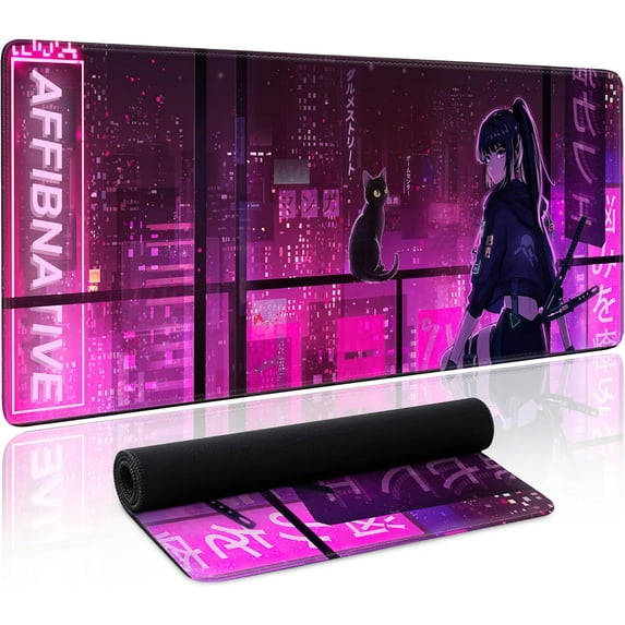 Japanese Samurai Anime Mouse Pad Large Desk Mat Extended Keyboard Mouse Pad Gaming Mousepad with Non-Slip Base and Stitched Edge Anime Mouse Mat Desk Pad 31.5x11.8 In Mouse Pads for Desk Home Office