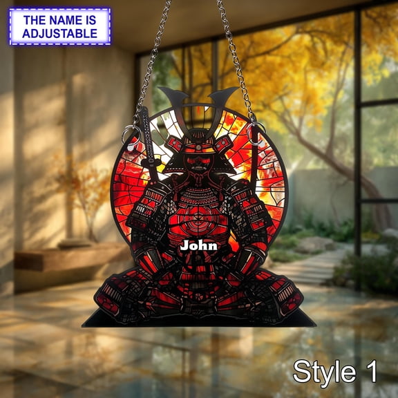 Japanese Samurai Armor Acrylic Suncatcher, 2D Flat Window Hanging Decor, Home Decor Gift