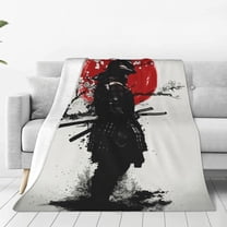 Japanese Samurai Blanket Armored Warrior Bushido Decor Inspirational Throw Blanket Gifts for Girls Boys Super Warm Soft Plush Lightweight Fleece Flannel Bed Blanket for Kids Adults Men Women 60"X50"