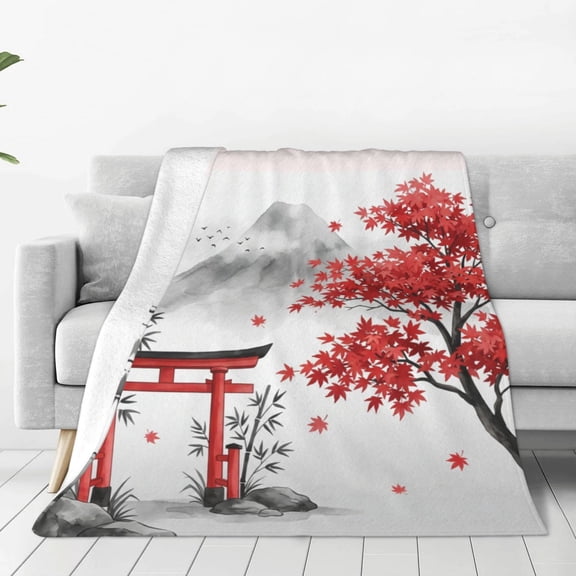 Japanese Samurai Blanket for Women Gifts,Japanese Fleece Blanket for Mens Boys Girls Warm Cozy Soft Flannel Stuff for Bed Sofa Couch 50x40