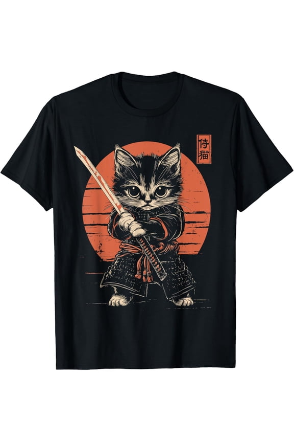 Japanese Samurai Cat Kawaii Ninja Cat Version Two T-Shirt