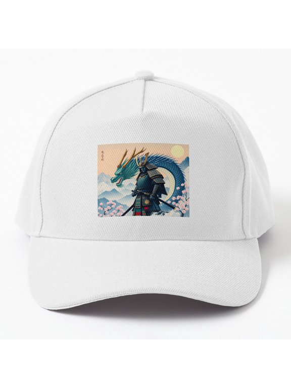 Japanese Samurai Dragon Baseball Cap, Mythic Warrior Character Graphic Design, Classic Hat