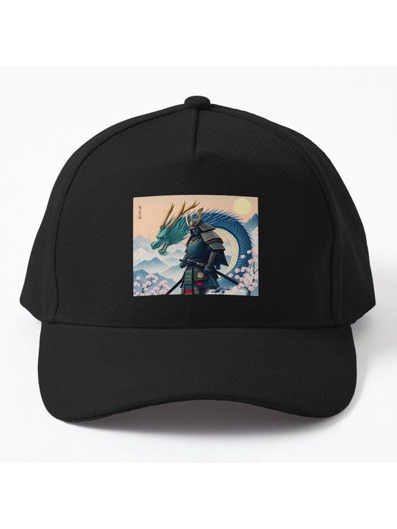 Japanese Samurai Dragon Baseball Cap, Mythic Warrior Character Graphic Design, Classic Hat