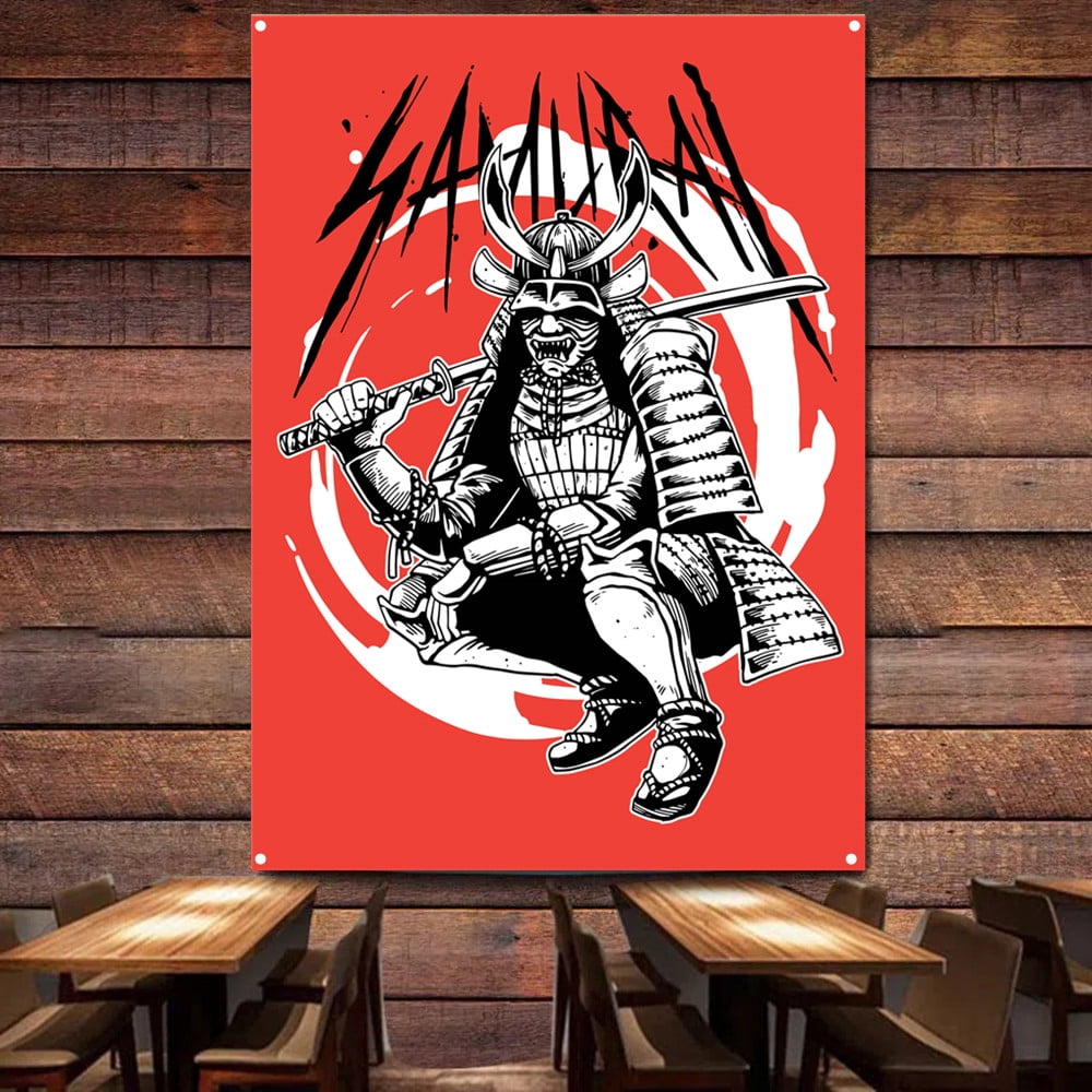 Bushido Flags Japanese Samurai Flag Vintage Wall Decorative Banner Wall Chart Ukiyo-e ...