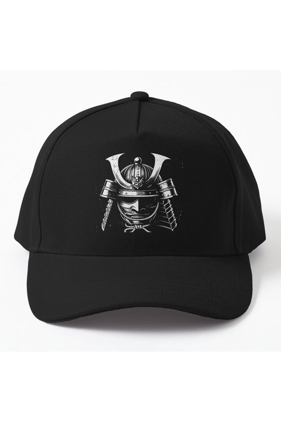 Japanese Samurai Helmet Baseball Hat, Warrior Armor Graphic Design, Classic Everyday Cap