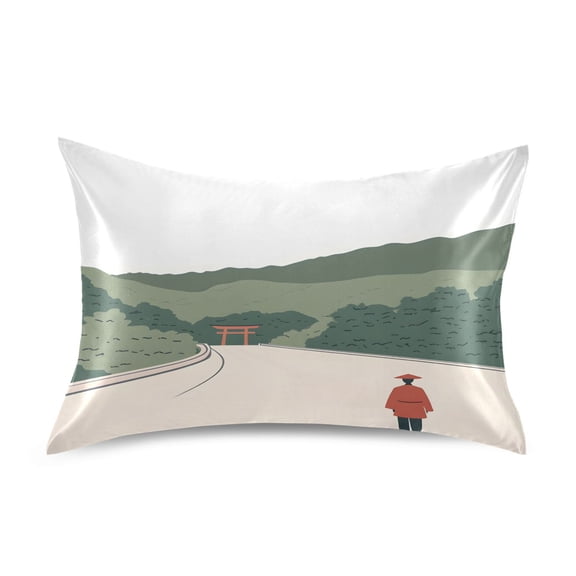 Japanese Samurai King Size Pillowcase Ultra Soft Silky Fabric Wrinkle Fade Resistant 20x40in