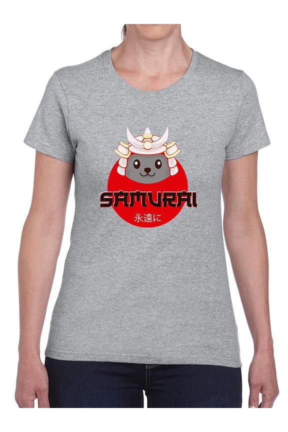 Japanese Samurai Neko Cat Shaped T-Shirt Women -Image by Shutterstock, Female Large