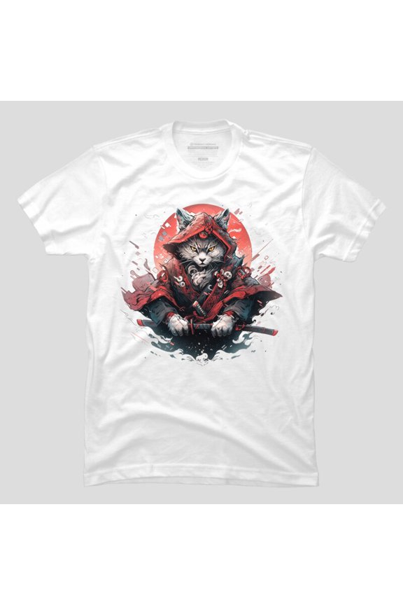 Japanese Samurai Ninja Cat Warrior T-shirt M2986138, Up to Size 5XL