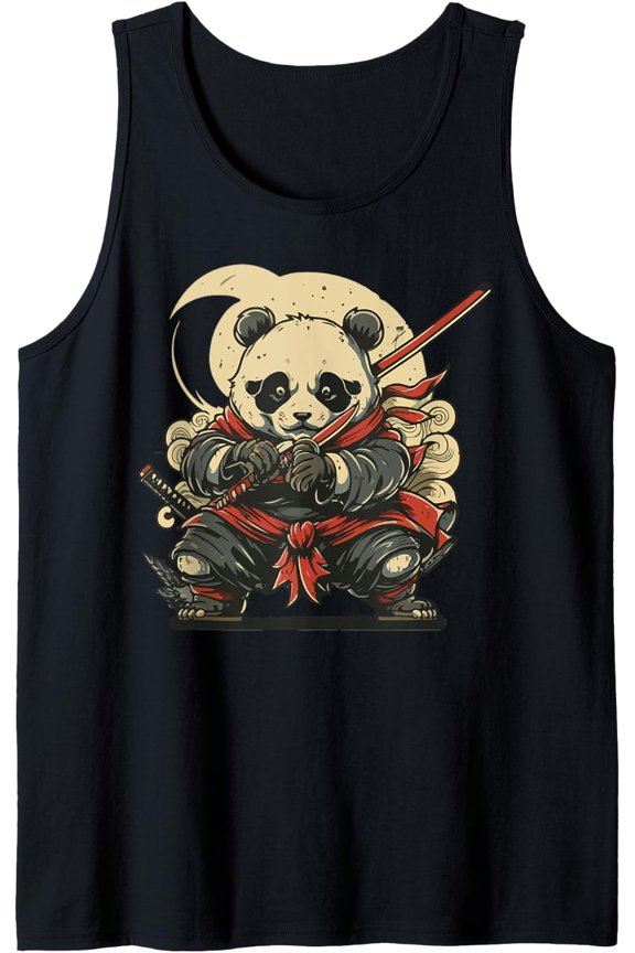 Japanese Samurai Panda Ukiyo-E Japanese Art Panda Ninja Tank Top Size S-3XL