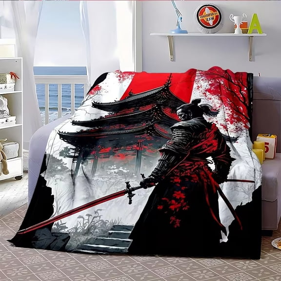 Japanese Samurai Spirit Soft Flannel Throw Blanket