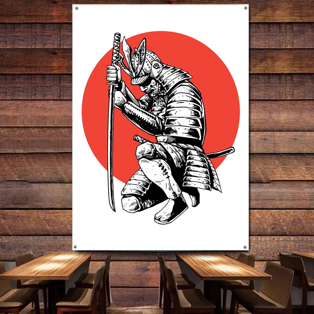 Japanese Samurai Wall Art Posters and Prints Wall Hanging Flag Ukiyo-e ...
