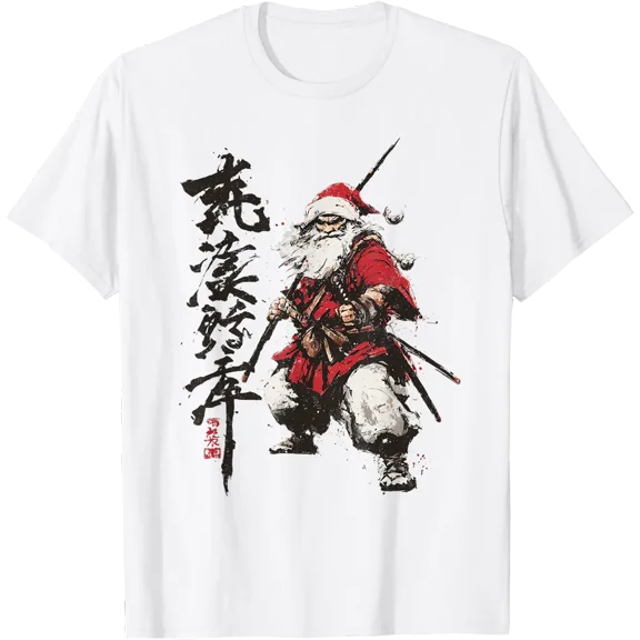 Japanese Santa Samurai Ukiyo-e Christmas T-Shirt
