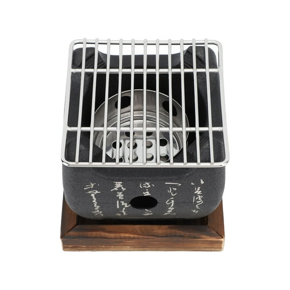Japanese Script Food Charcoal Stove Multi Functional Fast Heating Mini Portable Barbecue Stove for Grilling Family Large Square 5.9 X 5.9 X 5.3in