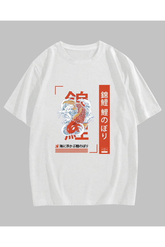 Japanese Script Koi Pattern T-shirt-