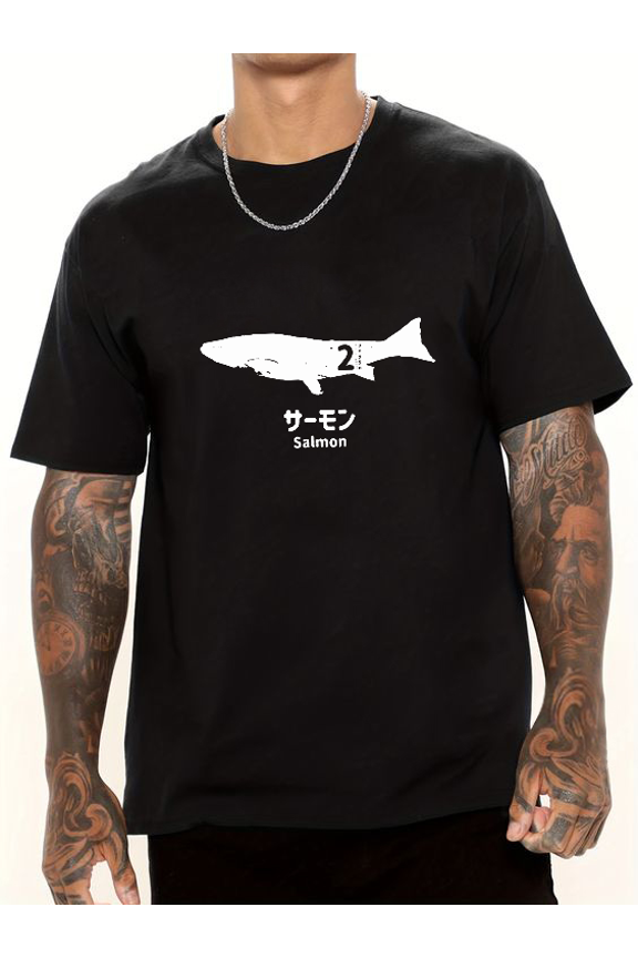 Japanese Script Shark Pattern T-shirt-