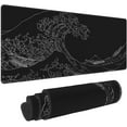 thumbnail image 1 of Japanese Sea Wave Mouse Pad Abstract Black Desk Mat 31.5x11.8 Inch Sea Wave Texture Non-Slip Rubber Base Wave Mousepad Stitched Edges Keyboard Mouse Mat Desk Pad for Office Home Game, 1 of 16