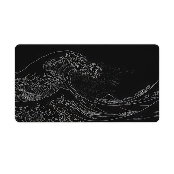 Japanese Sea Wave Mouse Pad Gaming Mousepad Large Mouse Pad for Keyboard and Mouse with Anti-Slip Rubber Base, Keyboard Pad Big Mouse Mat for Home and Office  29.4 x 15.7in